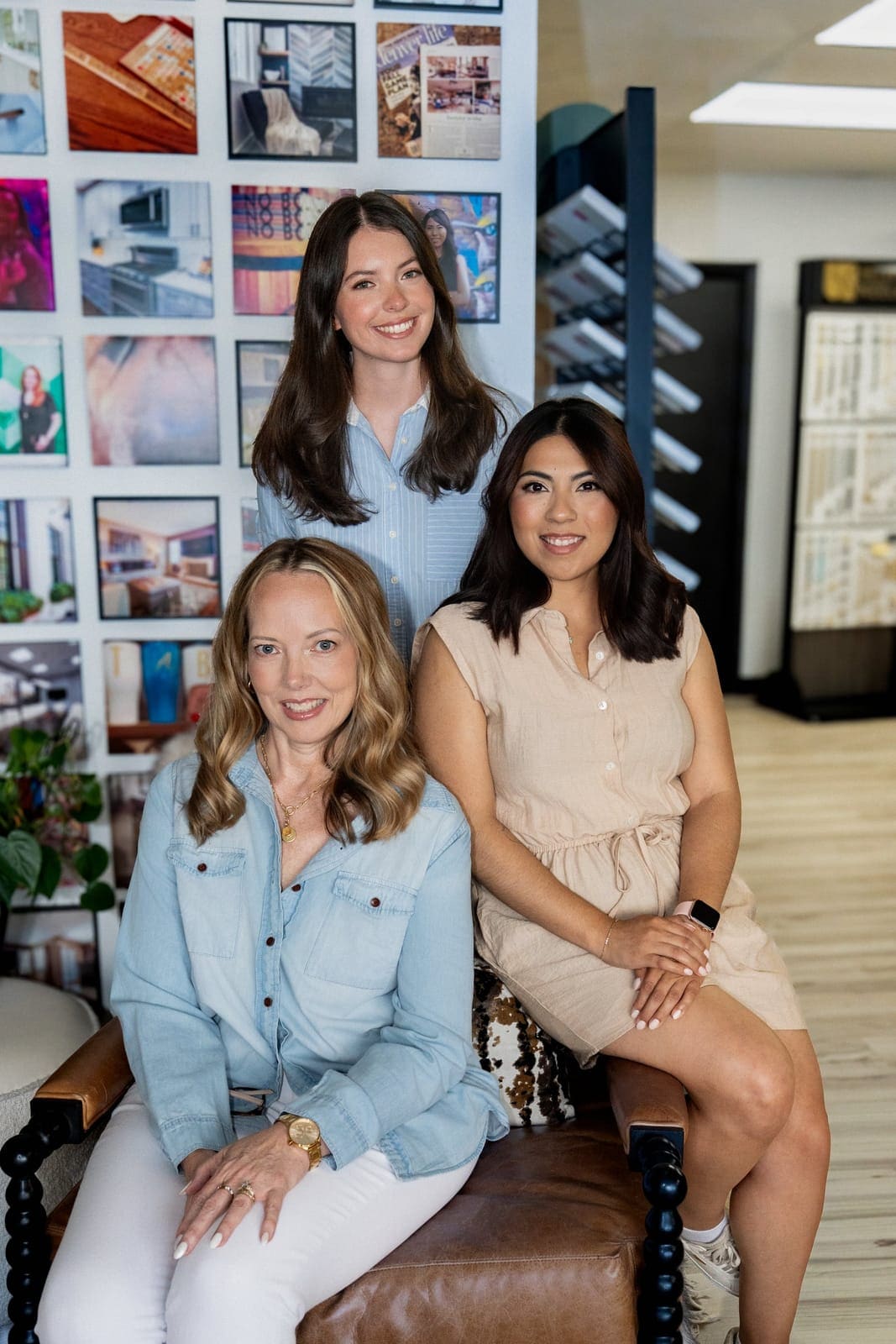 Trish Bonney and Maira Santos seated with Gabby Hinchey standing behind them in the TAB showroom